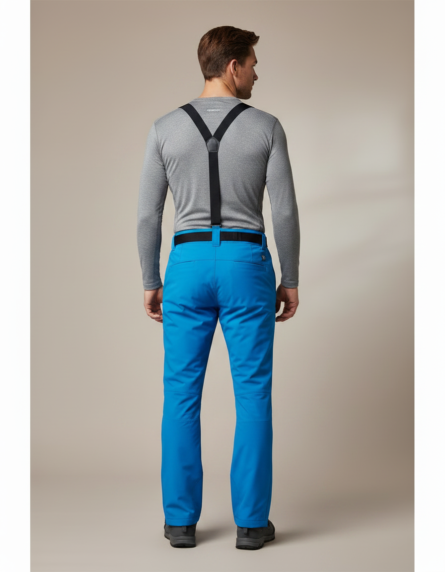 Pantalon Randonnée Bleu Droit Imperméable Bretelles Homme - Polyester - vue 2
