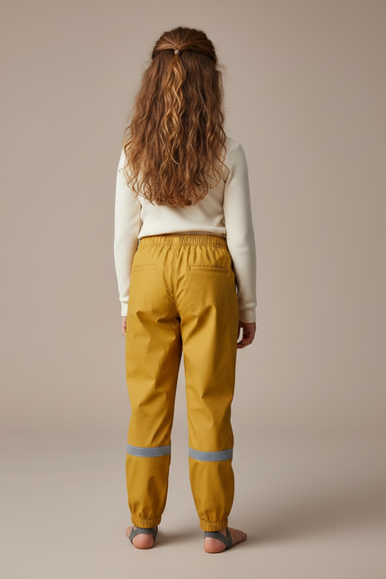 Pantalon Randonnée Jaune Imperméable Réfléchissant Enfant - Polyester - vue 2