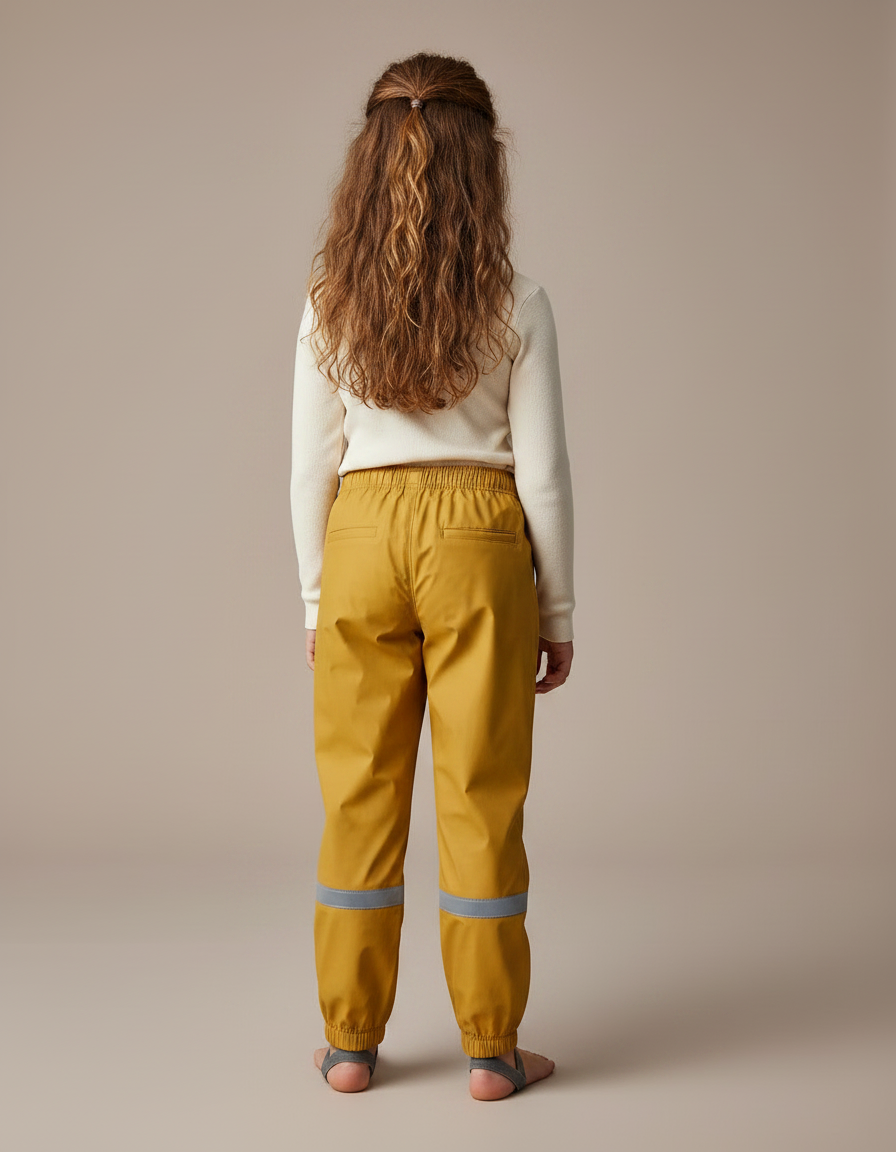 Pantalon Randonnée Jaune Imperméable Réfléchissant Enfant - Polyester - vue 2