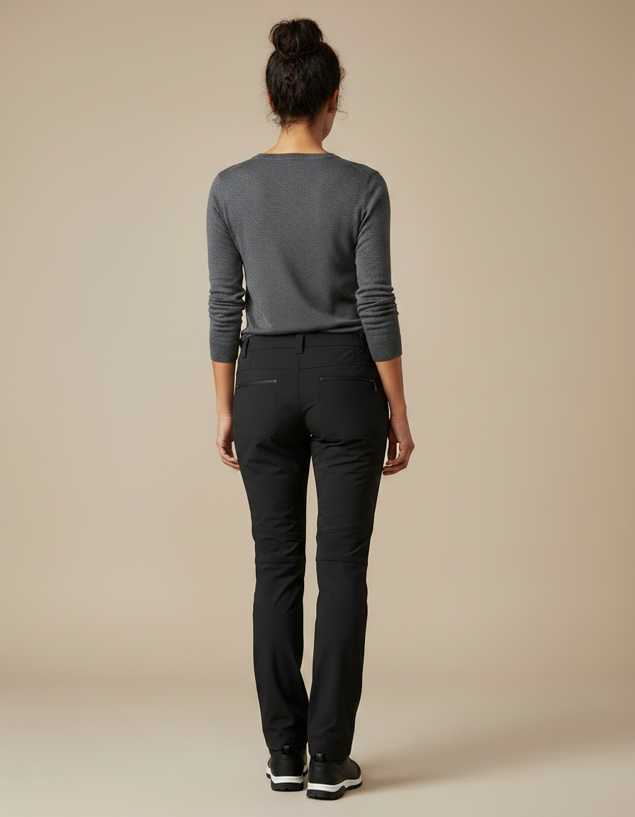 Pantalon Randonnée Noir Ceinture Stretch Femme - Polyester - vue 2