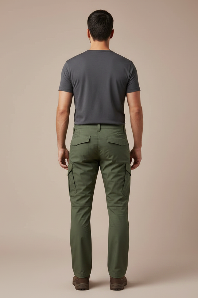 Pantalon Randonnée Vert Cargo Homme Multipoches Tactique - Polyester - vue 2