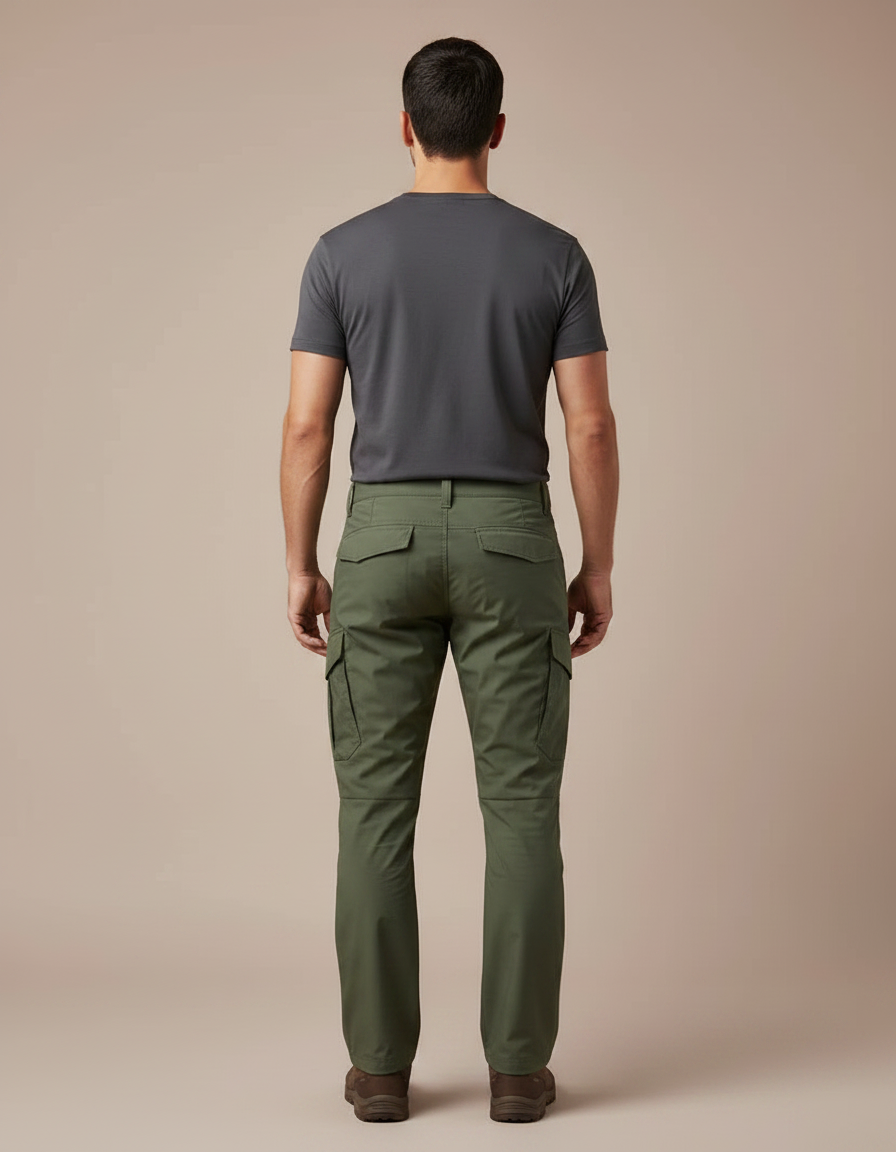 Pantalon Randonnée Vert Cargo Homme Multipoches Tactique - Polyester - vue 2