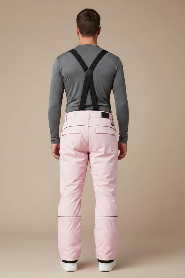 Pantalon Randonnée Rose Bretelles Imperméable Hiver Homme - Polyester - vue 2