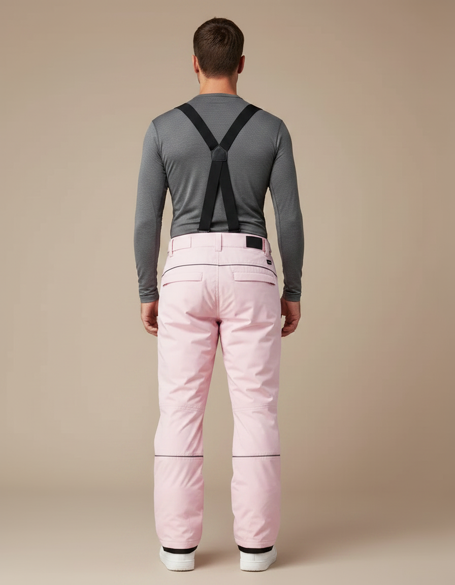 Pantalon Randonnée Rose Bretelles Imperméable Hiver Homme - Polyester - vue 2
