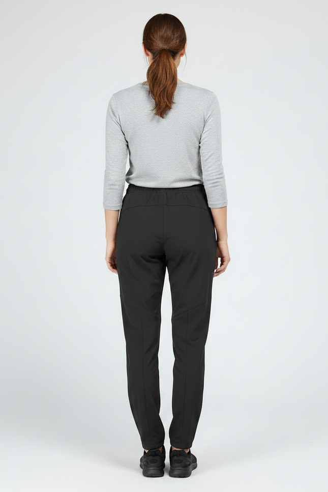 Pantalon Randonnée Noir Fluide Léger Cordon Femme - Polyester - vue 2