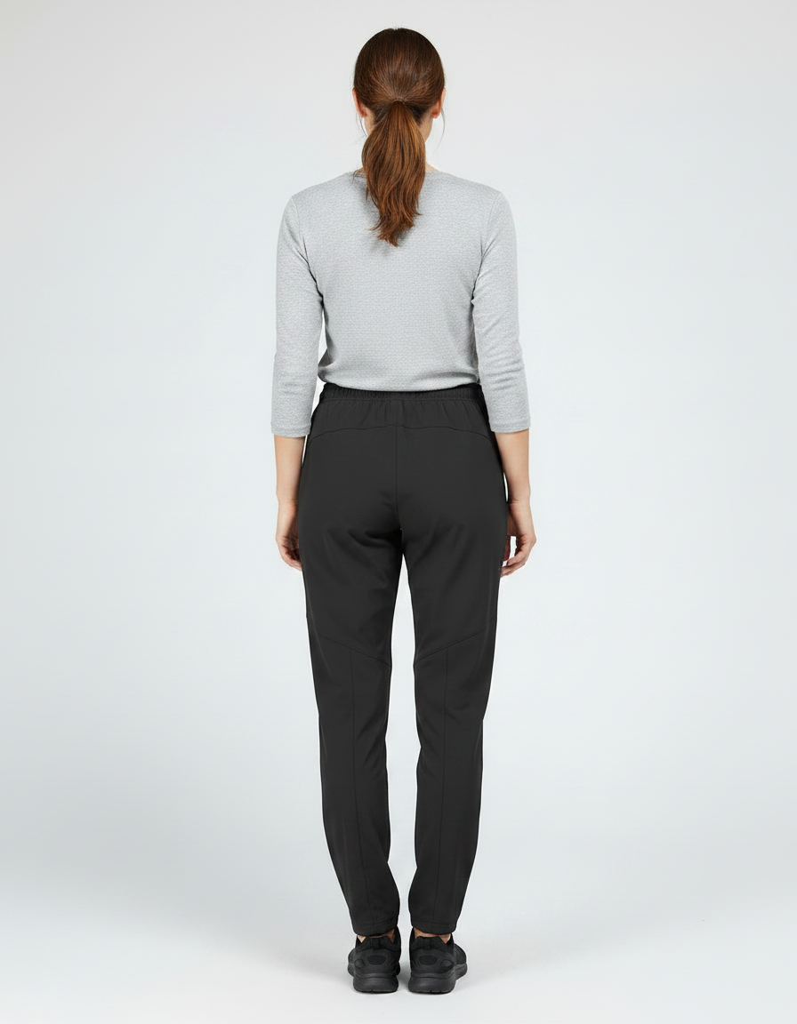 Pantalon Randonnée Noir Fluide Léger Cordon Femme - Polyester - vue 2