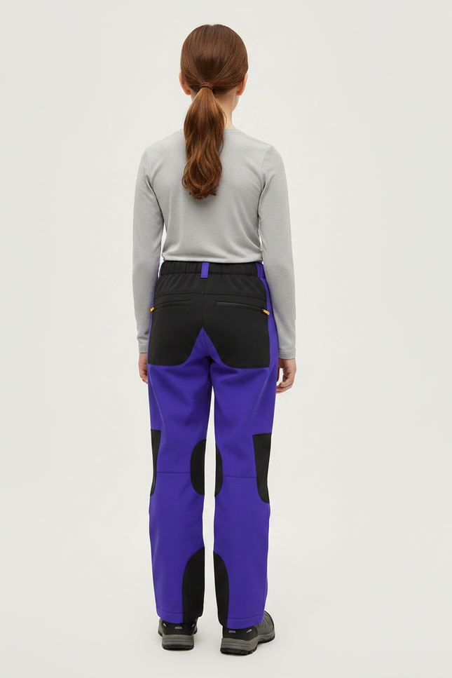 Pantalon Randonnée Violet Noir Imperméable Enfant Hiver - Polyester - vue 2
