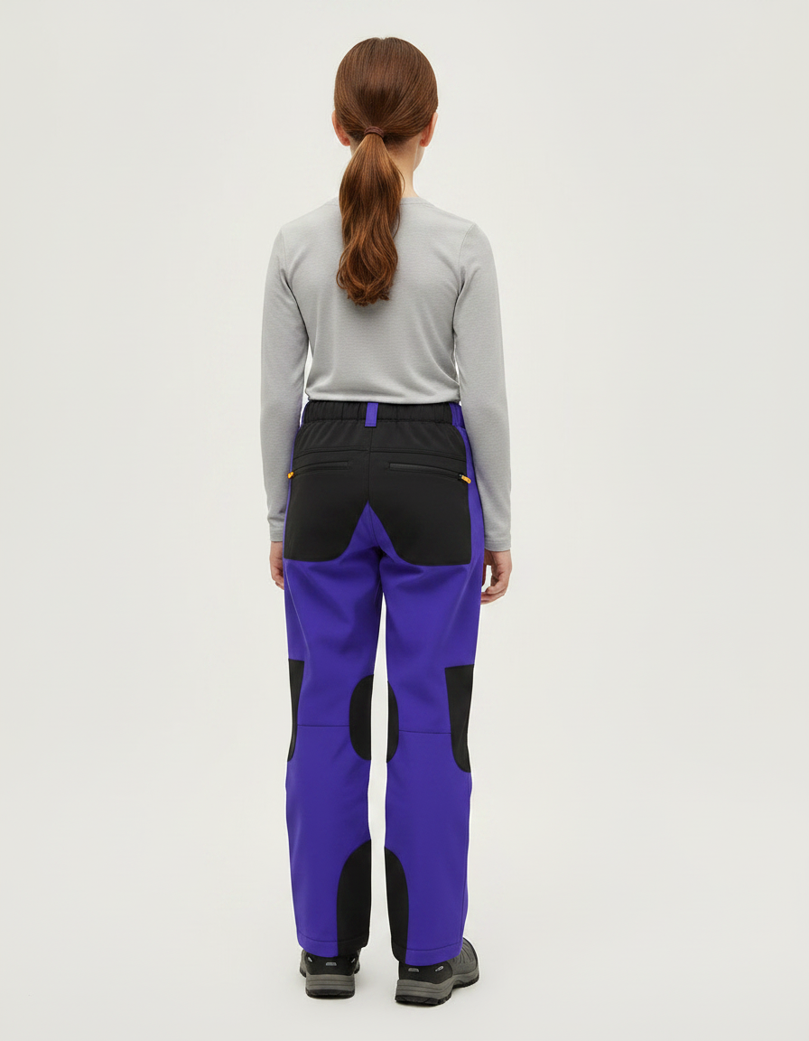 Pantalon Randonnée Violet Noir Imperméable Enfant Hiver - Polyester - vue 2