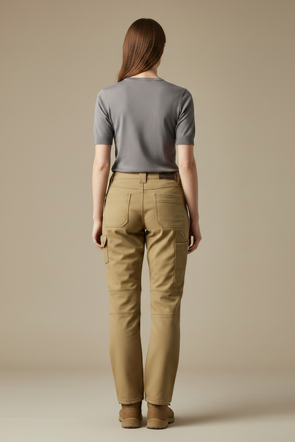 Pantalon Randonnée Kaki Femme Cargo Multi-Poches Robuste - Toile - vue 2