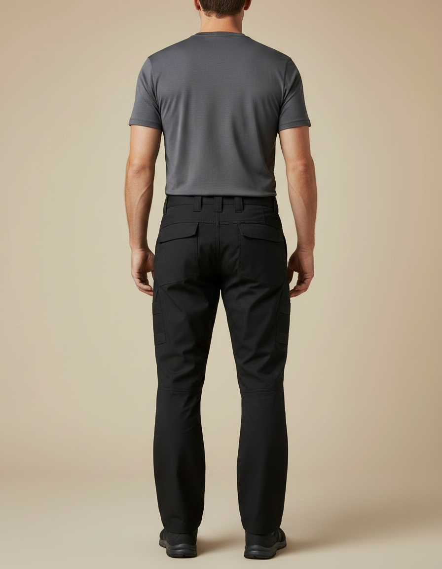 Pantalon Randonnée Noir Cargo Multipoches Renforcé Homme - Polyester - vue 2