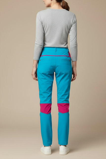Pantalon Randonnée Bicolore Turquoise Rose Extensible Léger Femme - Multicolore Polyester - vue 2
