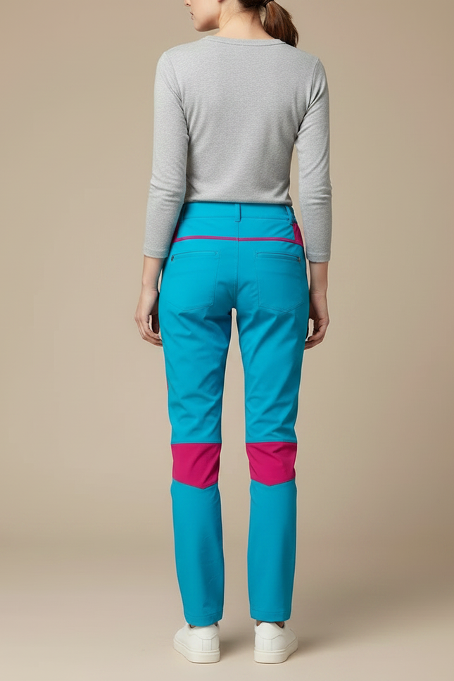 Pantalon Randonnée Bicolore Turquoise Rose Extensible Léger Femme - Multicolore Polyester - vue 2