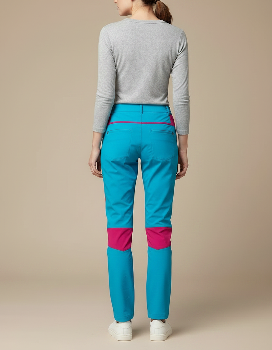 Pantalon Randonnée Bicolore Turquoise Rose Extensible Léger Femme - Multicolore Polyester - vue 2
