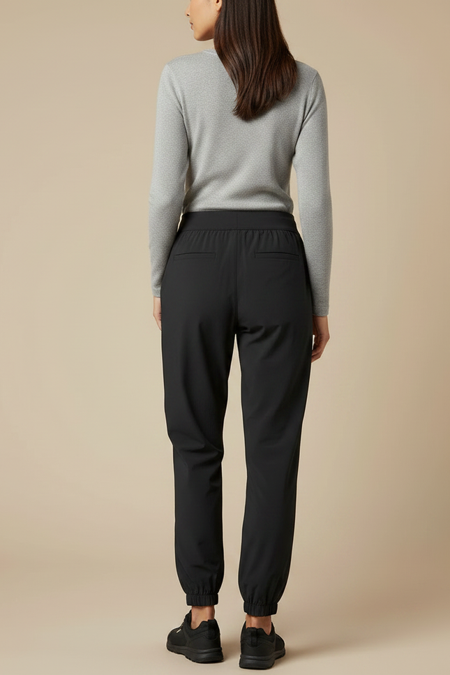 Pantalon Randonnée Noir Fluide Cordon Chevilles Élastiquées - Polyester - vue 2