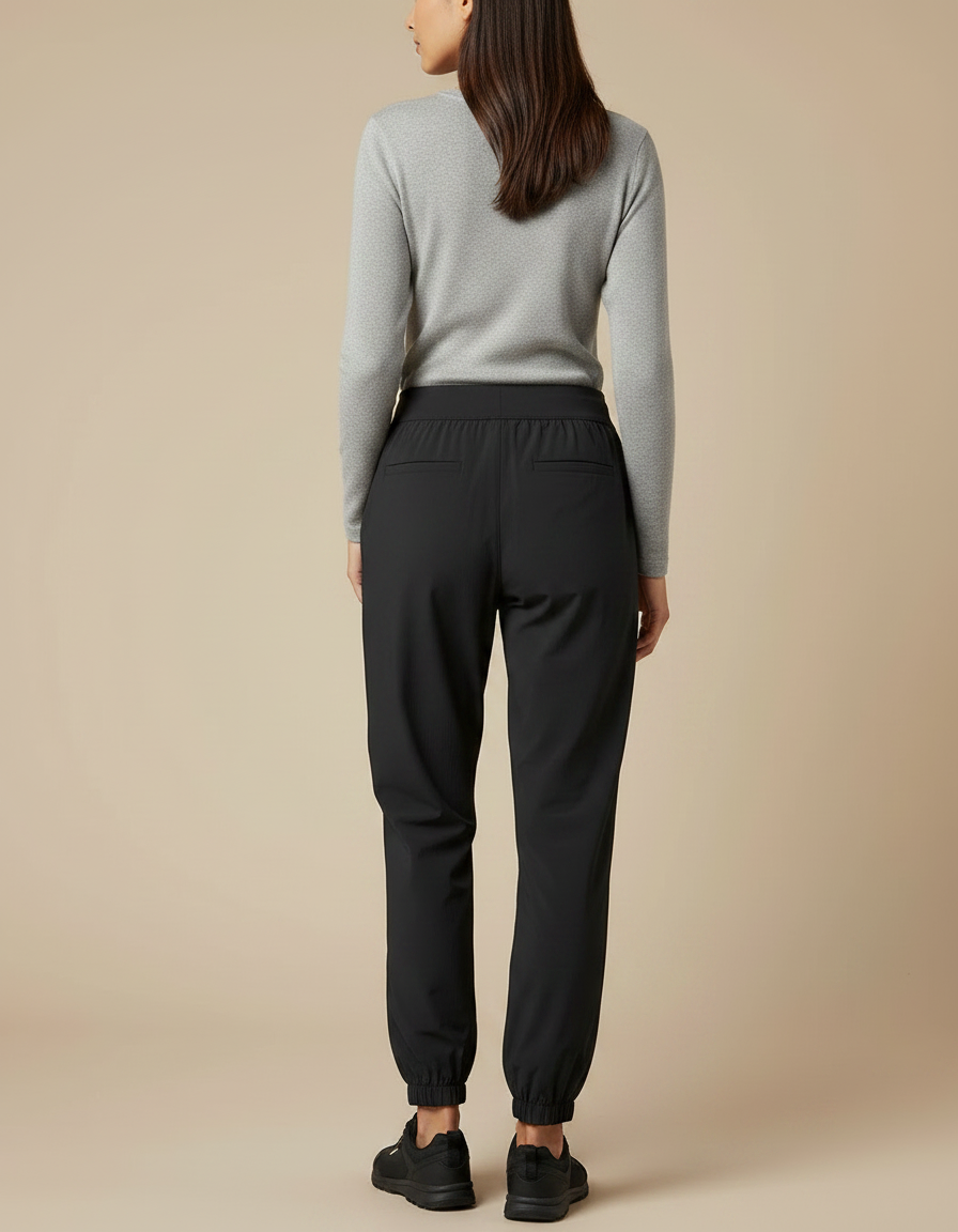 Pantalon Randonnée Noir Fluide Cordon Chevilles Élastiquées - Polyester - vue 2