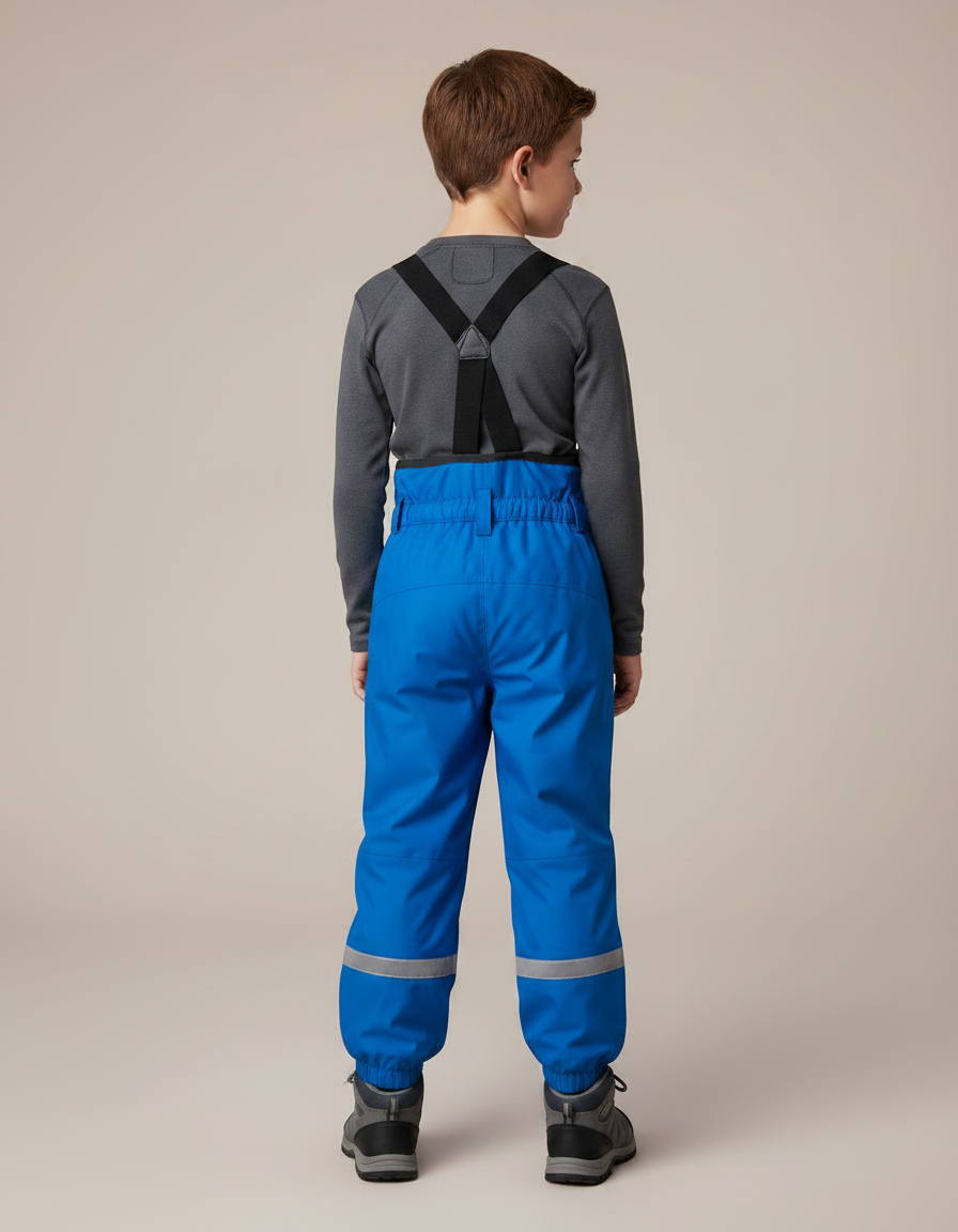 Pantalon Randonnée Bleu Imperméable Réfléchissant Salopette Enfant - Polyester - vue 2