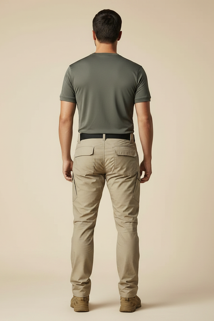 Pantalon Randonnée Beige Cargo Homme Tactique Multi-poches - Polyester - vue 2