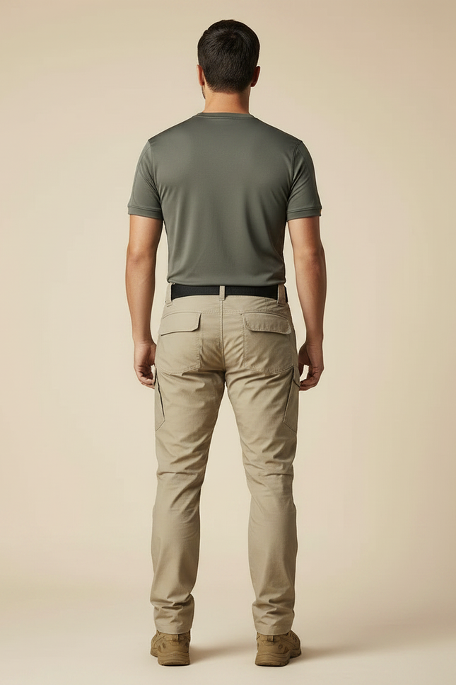 Pantalon Randonnée Beige Cargo Homme Tactique Multi-poches - Polyester - vue 2