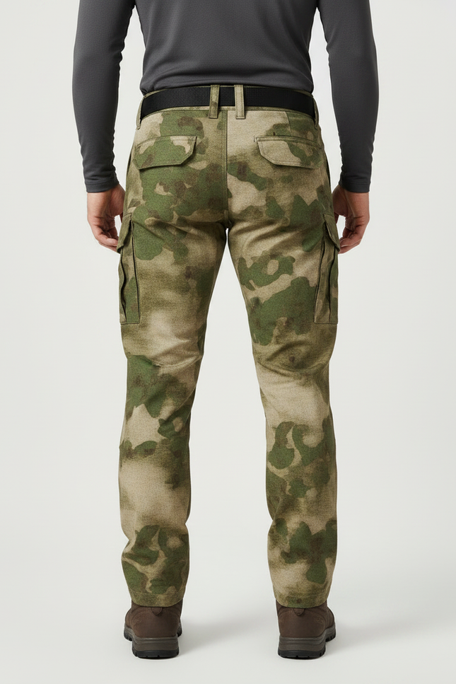 Pantalon Randonnée Camouflage Cargo Militaire Multipoches Homme - Multicolore Toile - vue 2