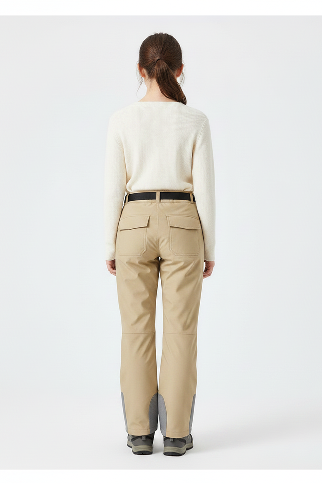 Pantalon Randonnée Beige Ceinturé Imperméable Enfant Hiver - Polyester - vue 2