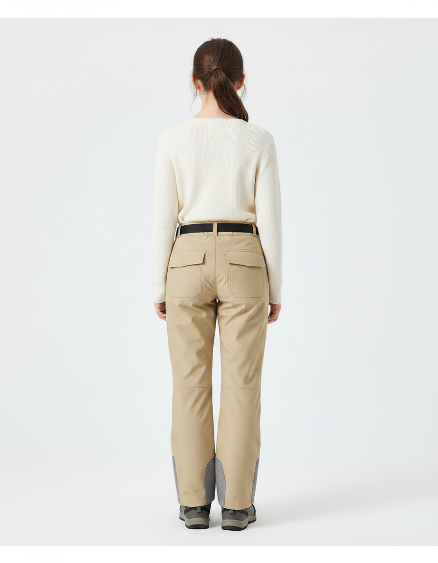 Pantalon Randonnée Beige Ceinturé Imperméable Enfant Hiver - Polyester - vue 2