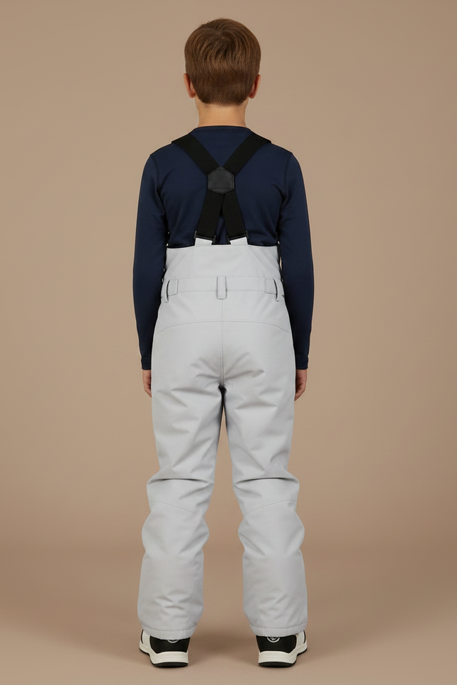 Pantalon Randonnée Gris Imperméable Bretelles Hiver Enfant - Polyester - vue 2