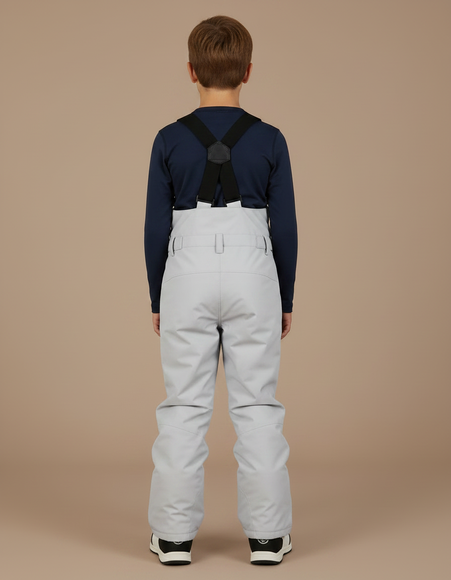 Pantalon Randonnée Gris Imperméable Bretelles Hiver Enfant - Polyester - vue 2