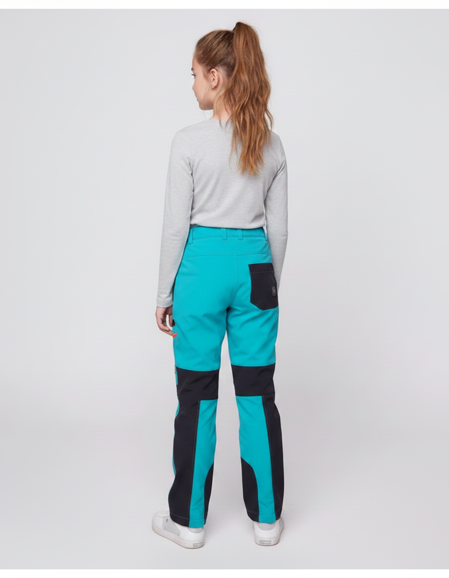 Pantalon Randonnée Enfant Turquoise Noir Softshell Imperméable Chaud - Multicolore Polyester - vue 2