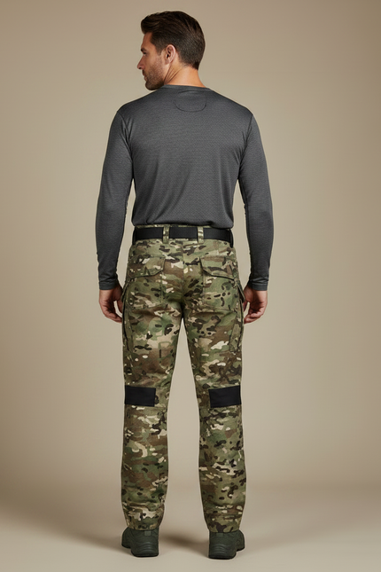 Pantalon Randonnée Camouflage Cargo Multipoches Tactique Homme - Multicolore Toile - vue 2