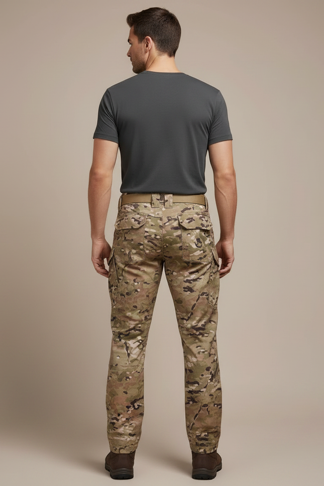 Pantalon Randonnée Camouflage Multi-Poches Tactique Homme - Multicolore Toile - vue 2