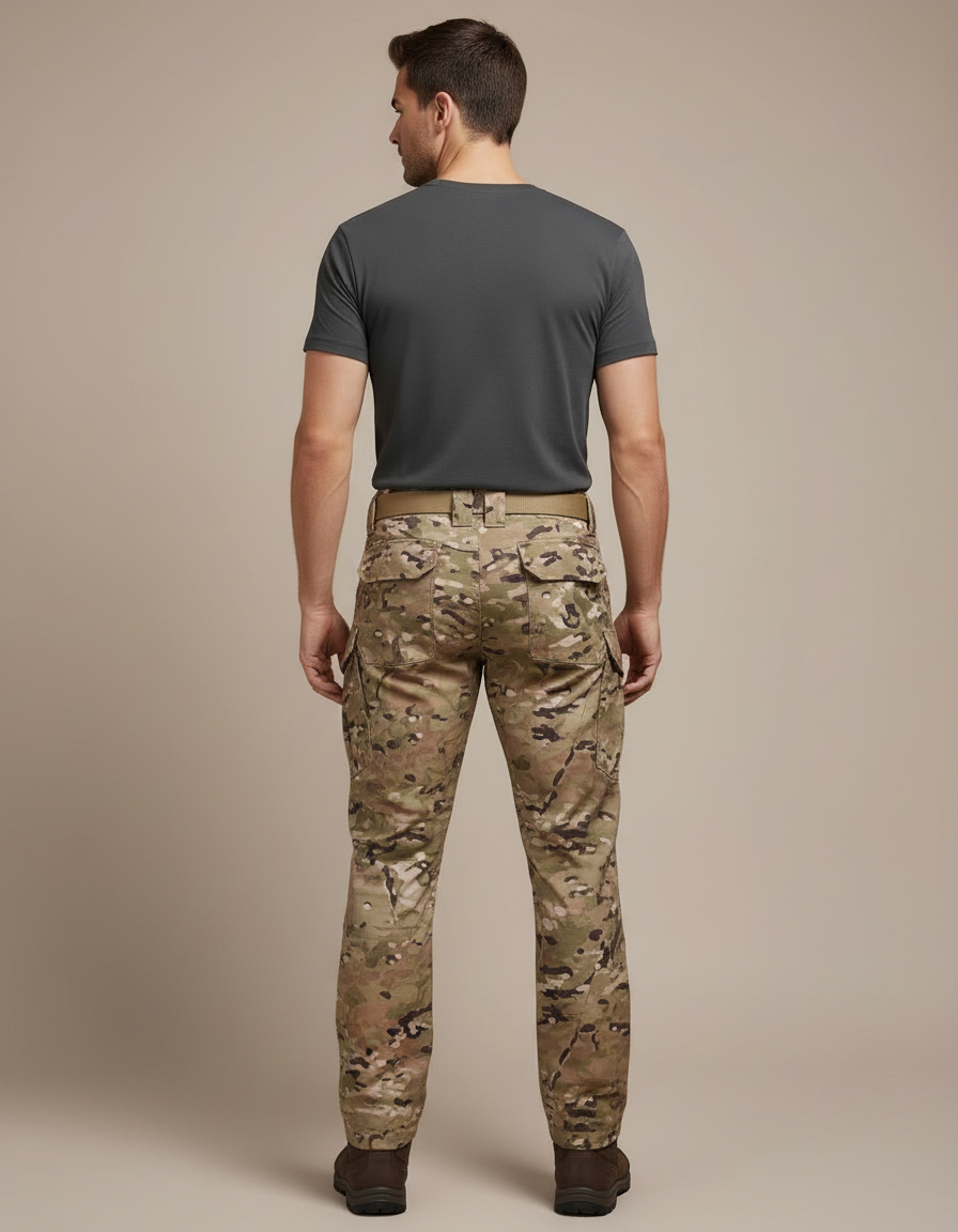 Pantalon Randonnée Camouflage Multi-Poches Tactique Homme - Multicolore Toile - vue 2