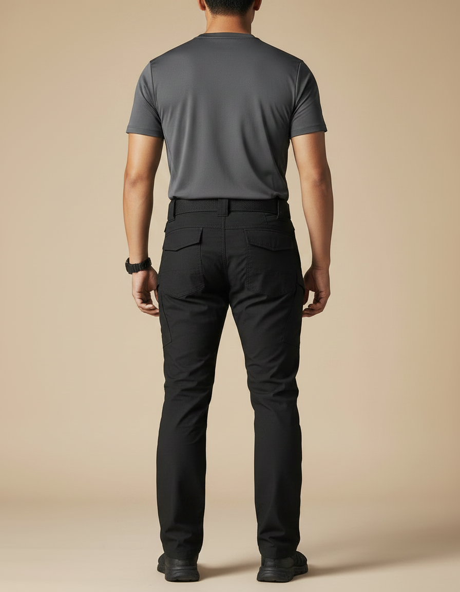 Pantalon Randonnée Noir Tactique Cargo Homme Robuste - Polyester - vue 2