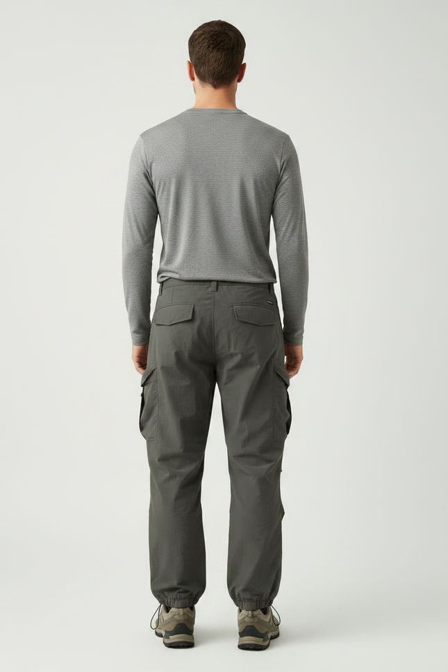 Pantalon Randonnée Kaki Cargo Ample Confortable Homme - Polyester - vue 2