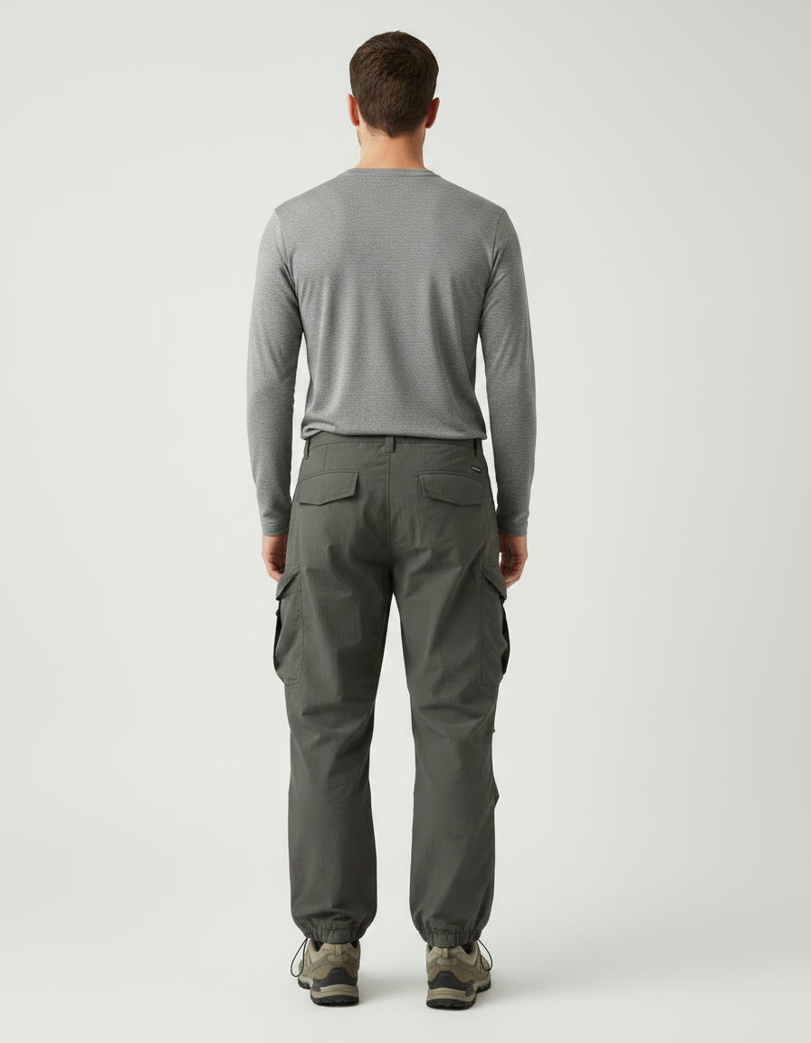 Pantalon Randonnée Kaki Cargo Ample Confortable Homme - Polyester - vue 2