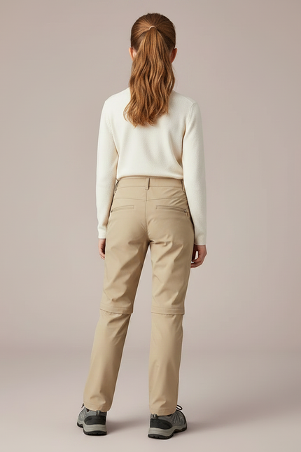 Pantalon Randonnée Beige Convertible Séchage Rapide Enfant - Polyester - vue 2