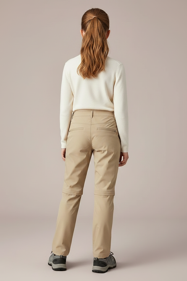 Pantalon Randonnée Beige Convertible Séchage Rapide Enfant - Polyester - vue 2