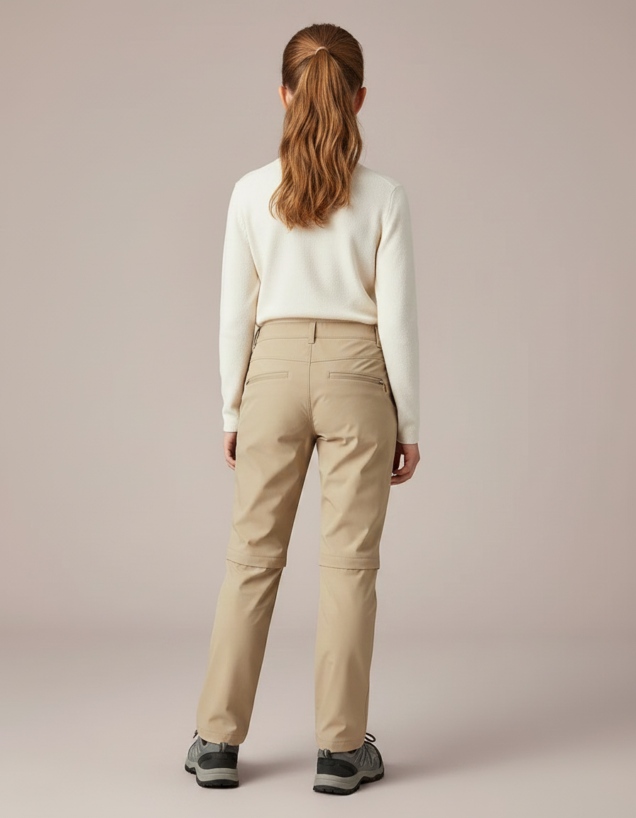 Pantalon Randonnée Beige Convertible Séchage Rapide Enfant - Polyester - vue 2