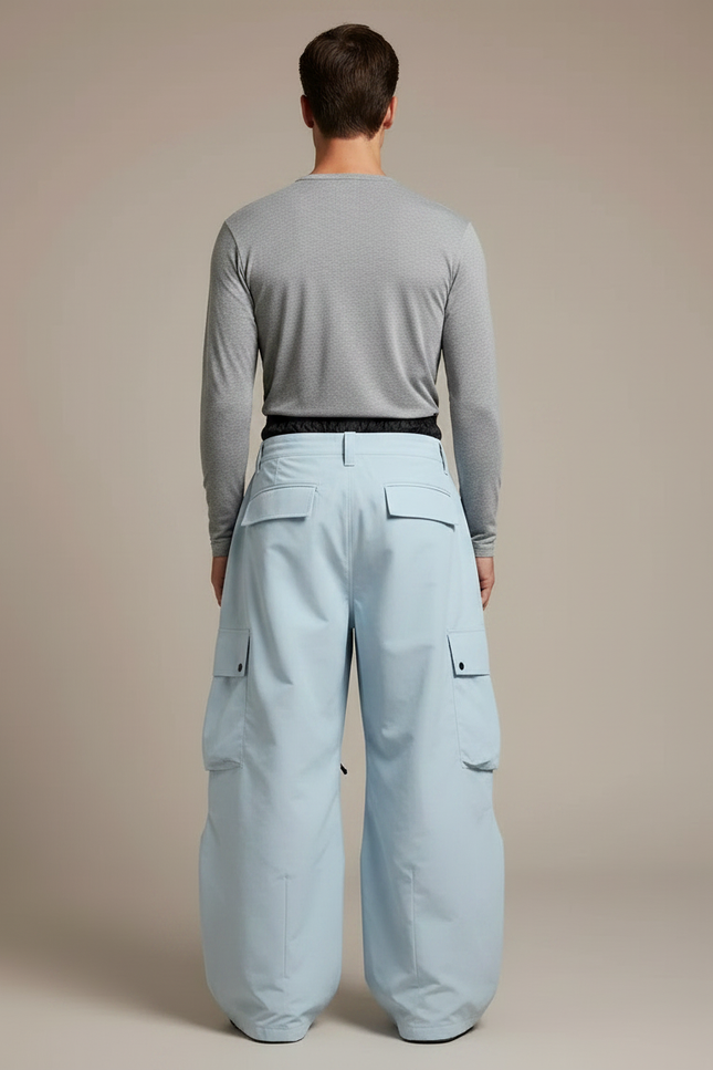 Pantalon Randonnée Bleu Clair Ample Cargo Imperméable Homme - Polyester - vue 2