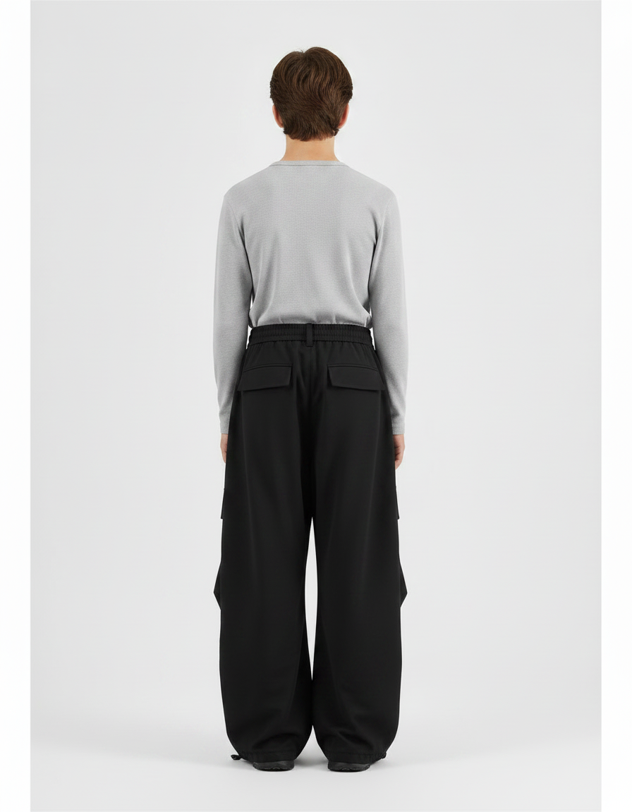Pantalon Randonnée Noir Cargo Ample Enfant - Polyester - vue 2