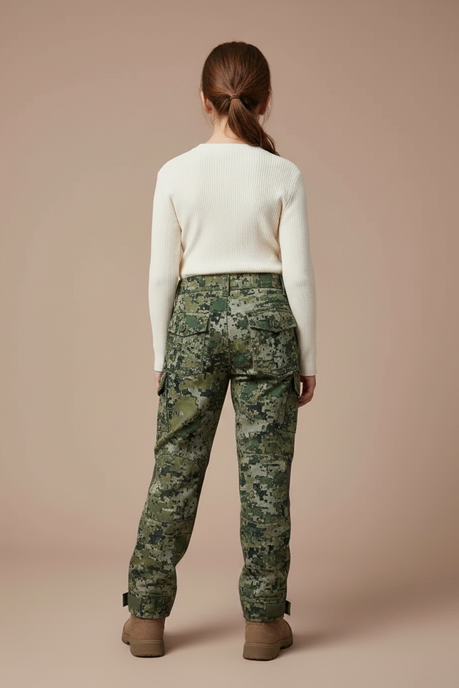 Pantalon Randonnée Camouflage Vert Renforcé Enfant - Toile - vue 2