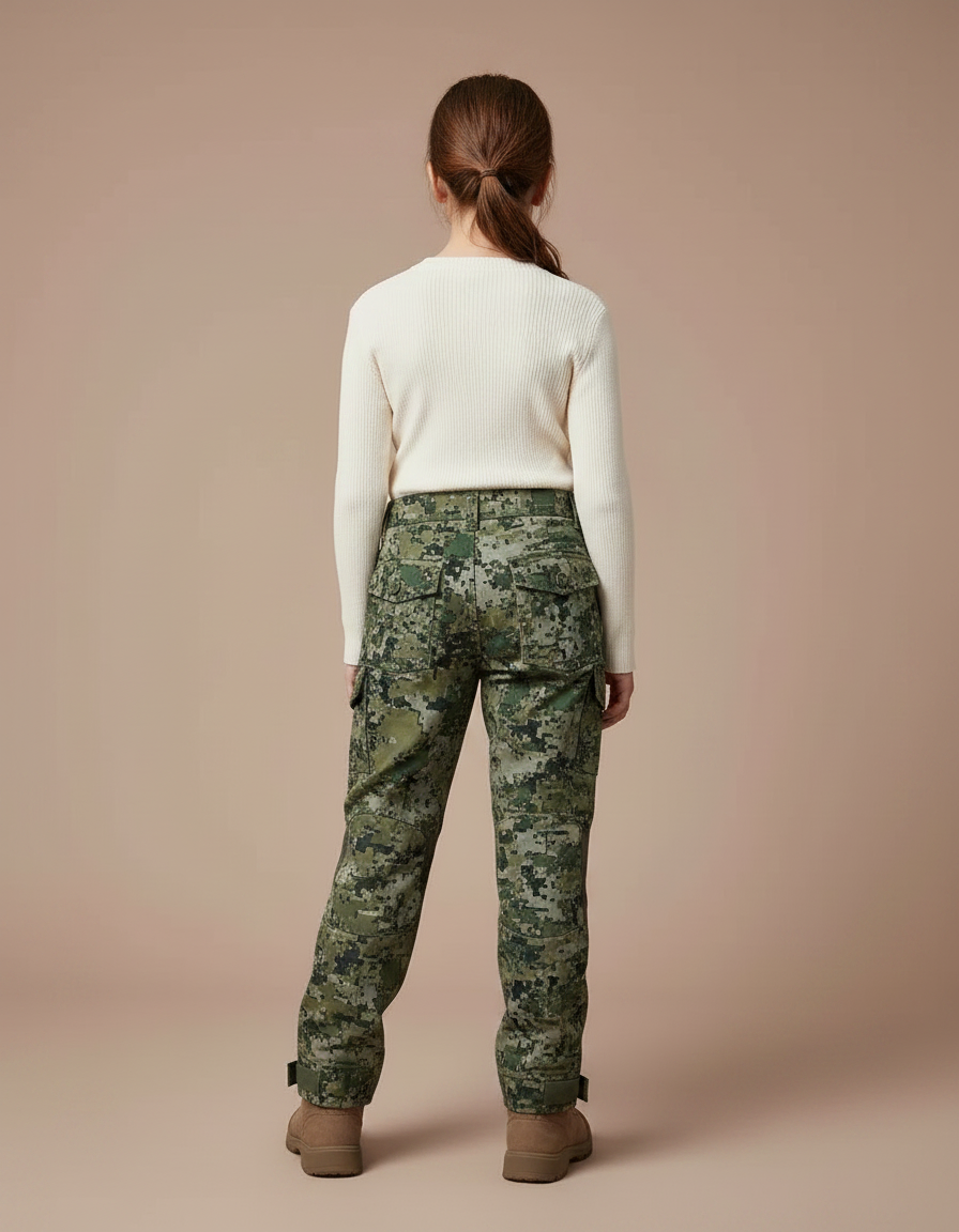 Pantalon Randonnée Camouflage Vert Renforcé Enfant - Toile - vue 2