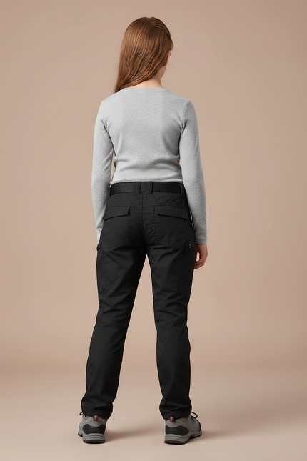 Pantalon Randonnée Noir Cargo Multipoches Enfant - Toile - vue 2