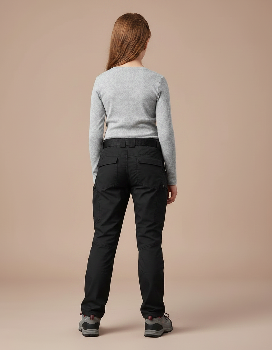 Pantalon Randonnée Noir Cargo Multipoches Enfant - Toile - vue 2