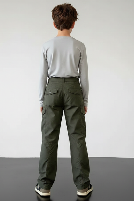Pantalon Randonnée Kaki Cargo Ample Décontracté - Polyester - vue 2