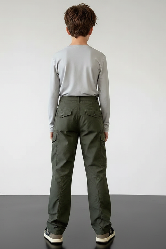 Pantalon Randonnée Kaki Cargo Ample Décontracté - Polyester - vue 2