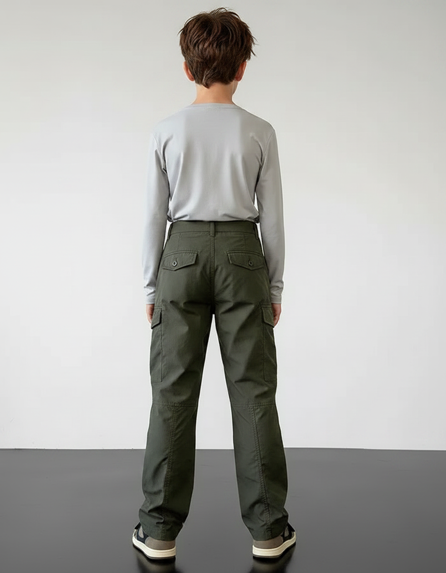 Pantalon Randonnée Kaki Cargo Ample Décontracté - Polyester - vue 2