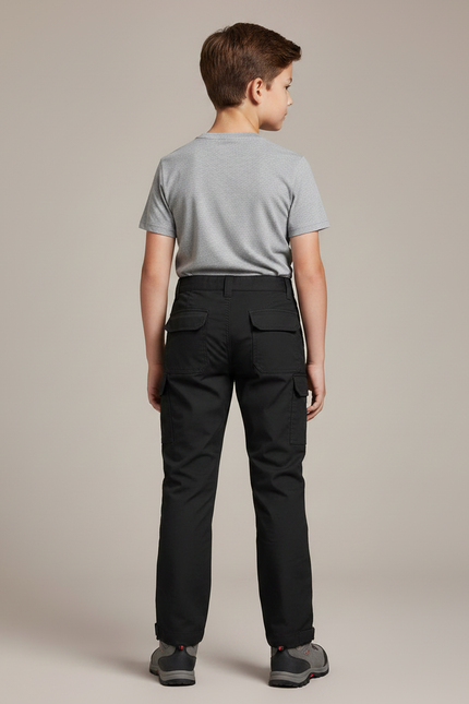Pantalon Randonnée Noir Cargo Enfant Résistant - Toile - vue 2