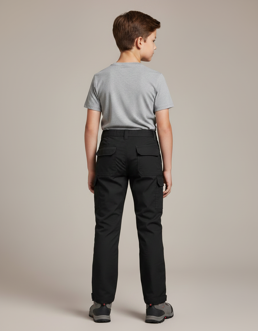 Pantalon Randonnée Noir Cargo Enfant Résistant - Toile - vue 2