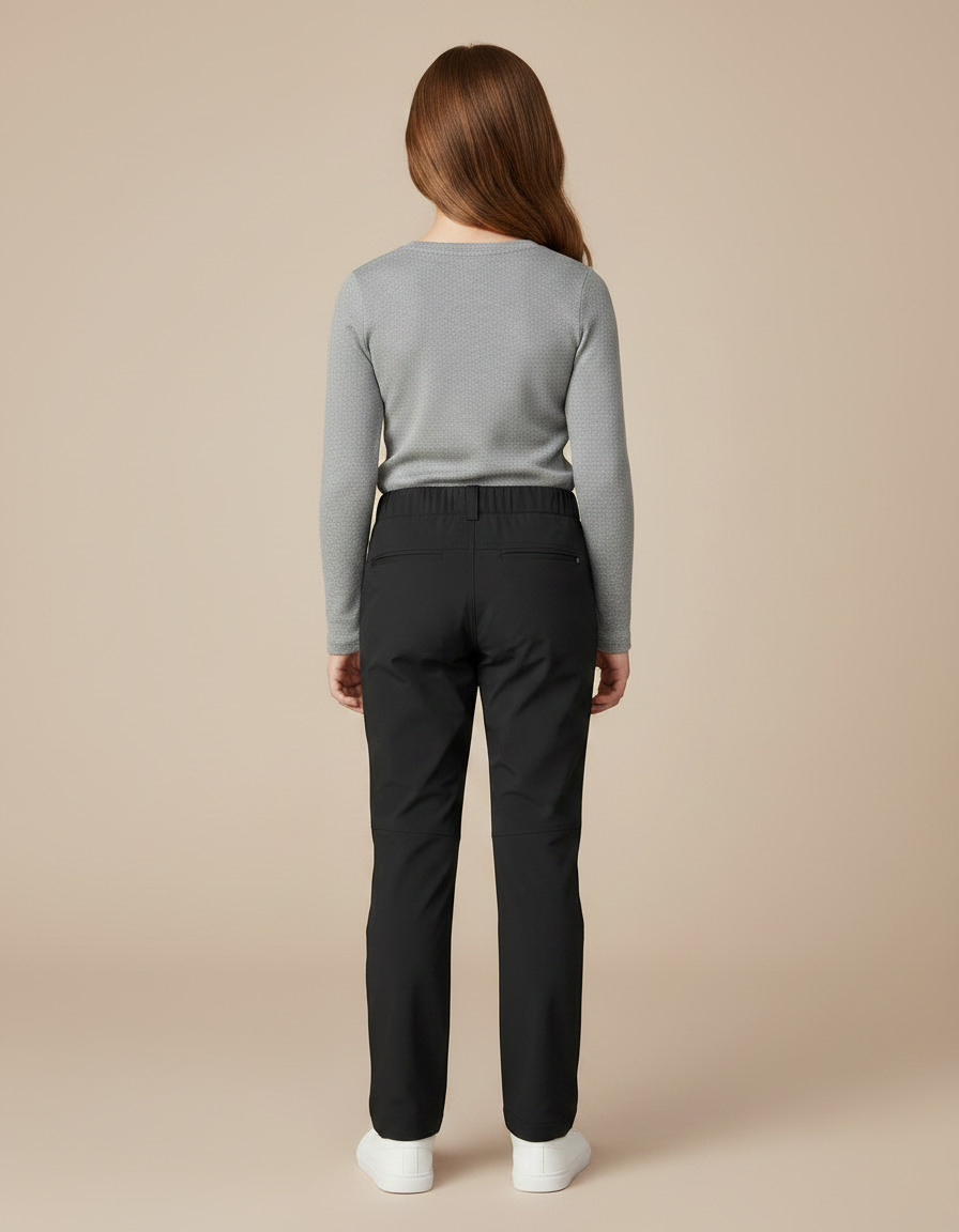 Pantalon Randonnée Noir Enfant Coupe Droite Confortable - Polyester - vue 2