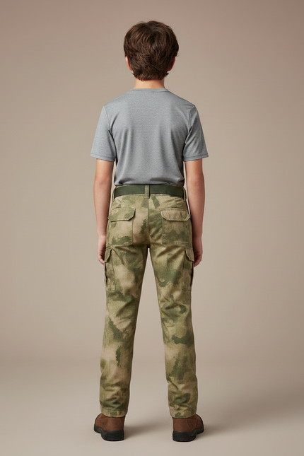 Pantalon Randonnée Camouflage Cargo Enfant Multipoches - Multicolore Polyester - vue 2